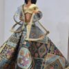 Printed Banarasi silk lehenga with accessories for doll