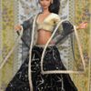 Black embroidered lehenga with accessories for doll