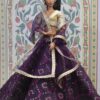 Embroidered wine lehenga with accessories for doll