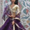 Embroidered wine lehenga with accessories for doll
