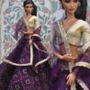 Embroidered wine lehenga with accessories for doll