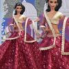 Maroon embroidered lehenga with accessories for doll