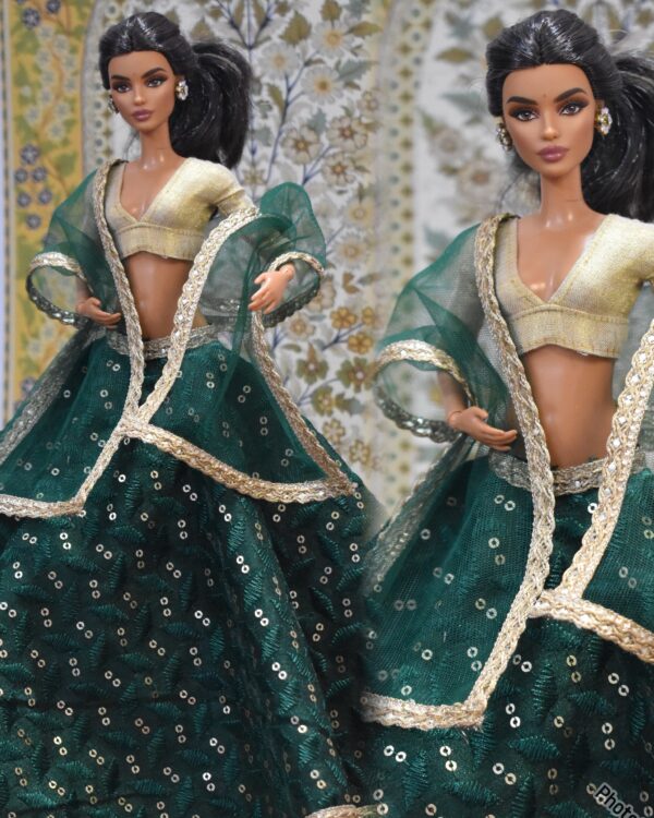 created-by-photogrid-340 Green lehenga with accessories for doll