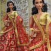 Red bridal lehenga with accessories for doll
