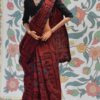 Maroon printed saree with accessories for doll