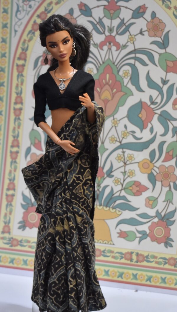 img_0202 Block printed cotton saree with accessories for doll