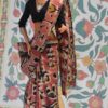 Pink kalamkari cotton saree with accessories for doll