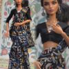 created-by-photogrid-366 Blue kalamkari printed cotton saree with accessories for doll