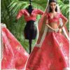 Red festive lehenga for Barbie doll