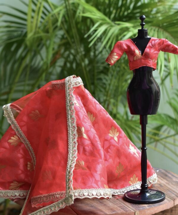 Red festive lehenga for Barbie doll