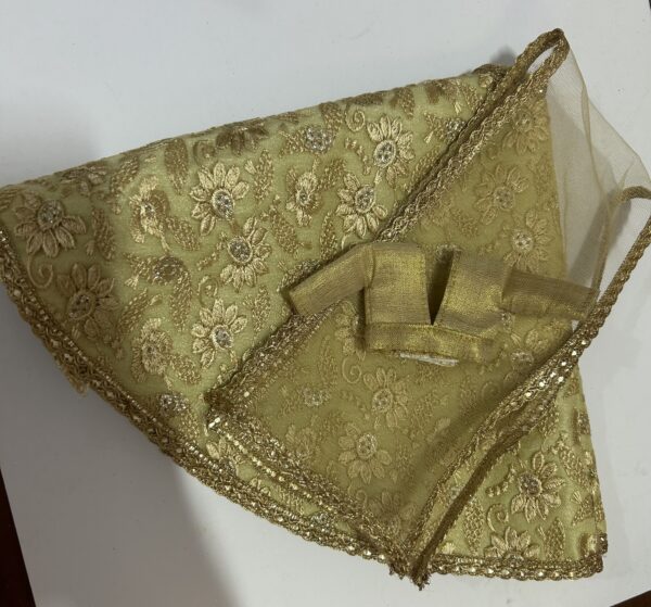 Beige embroidered lehenga with accessories for doll