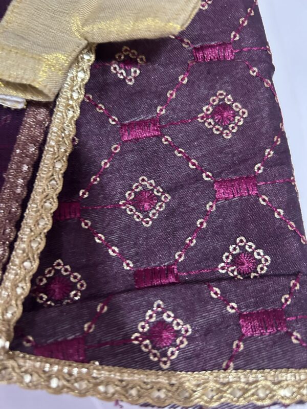 Embroidered wine lehenga with accessories for doll