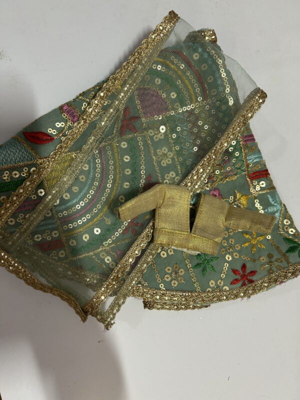 img_9826 Blue embroidered lehenga with accessories for doll