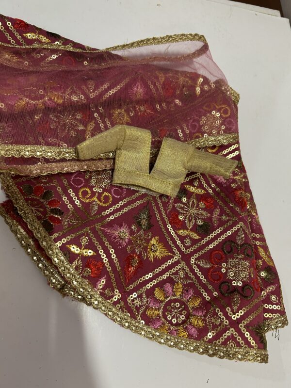 img_9831 Mauve pink embroidered lehenga with accessories for doll