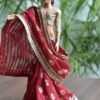 Maroon bridal saree for Barbie doll