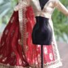 Maroon bridal saree for Barbie doll