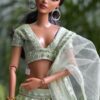 Embroidered Pastel green lehenga for Barbie doll