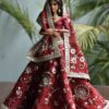 created-by-photogrid-376 Embellished maroon bridal lehenga for Barbie doll
