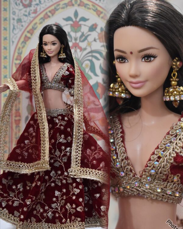 created-by-photogrid-378 Embellished bridal lehenga for Barbie doll