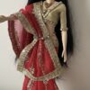 Embellished red bridal saree for Barbie doll