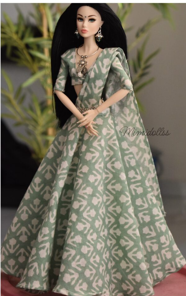 Printed cotton lehenga for Barbie doll