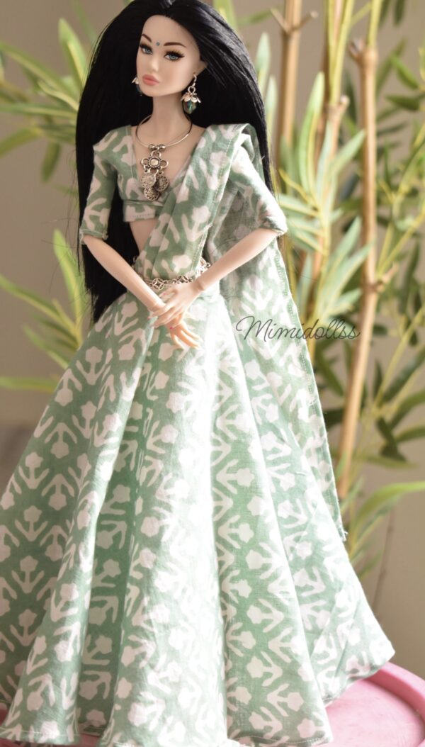Printed cotton lehenga for Barbie doll