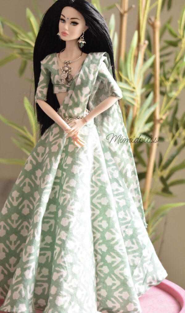 Printed cotton lehenga for Barbie doll