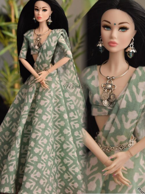 Printed cotton lehenga for Barbie doll