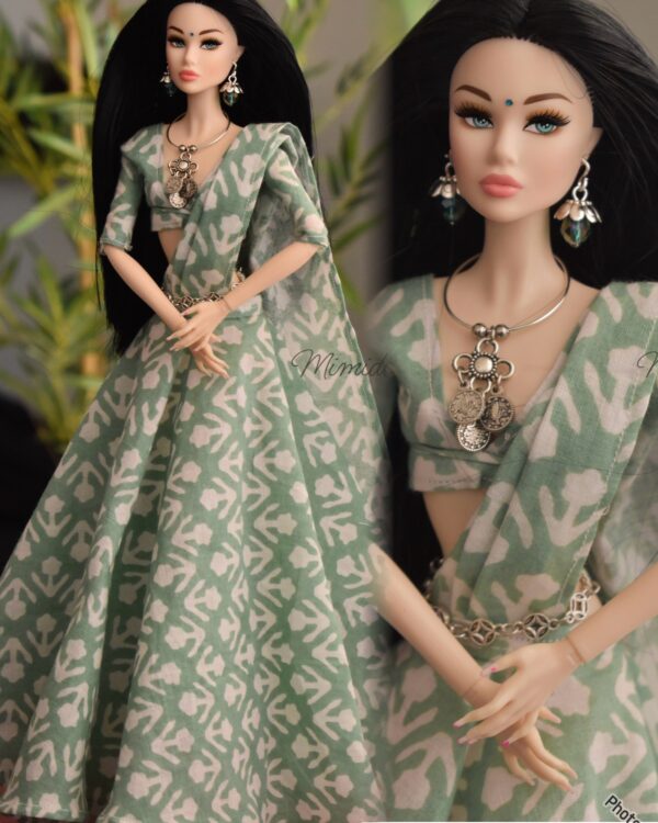 Printed cotton lehenga for Barbie doll