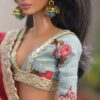 Embellished printed cotton lehenga for doll