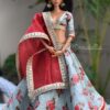Embellished printed cotton lehenga for doll