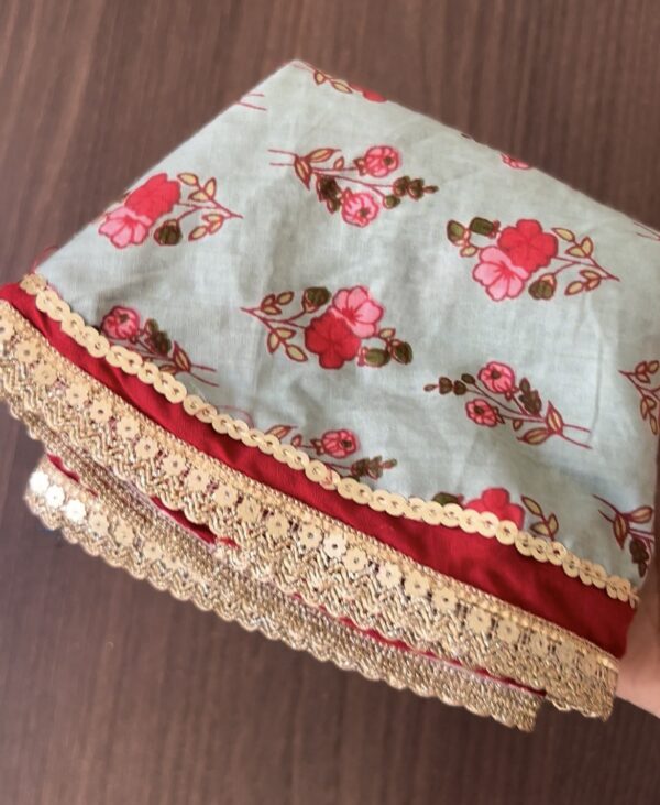 Embellished printed cotton lehenga for doll