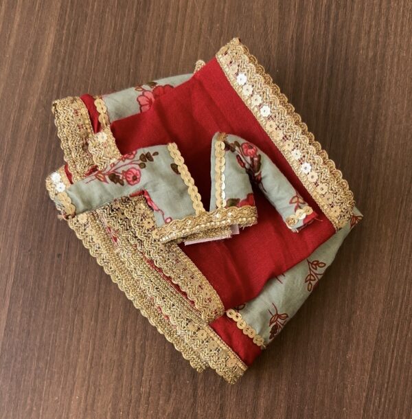 Embellished printed cotton lehenga for doll