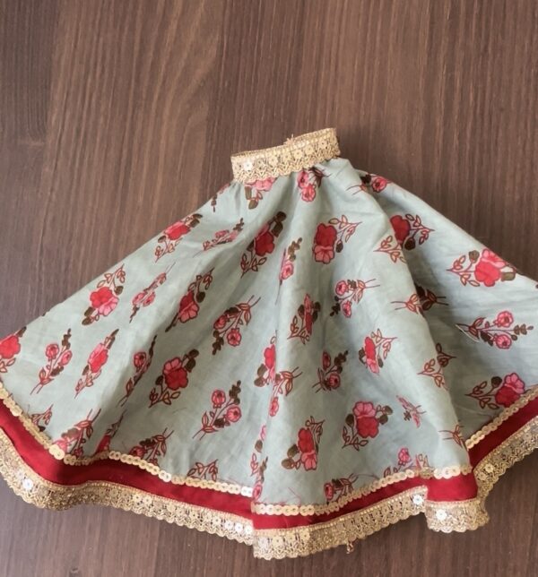 Embellished printed cotton lehenga for doll