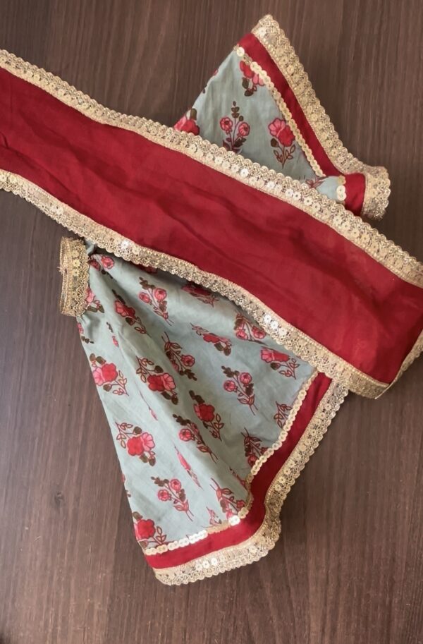 Embellished printed cotton lehenga for doll