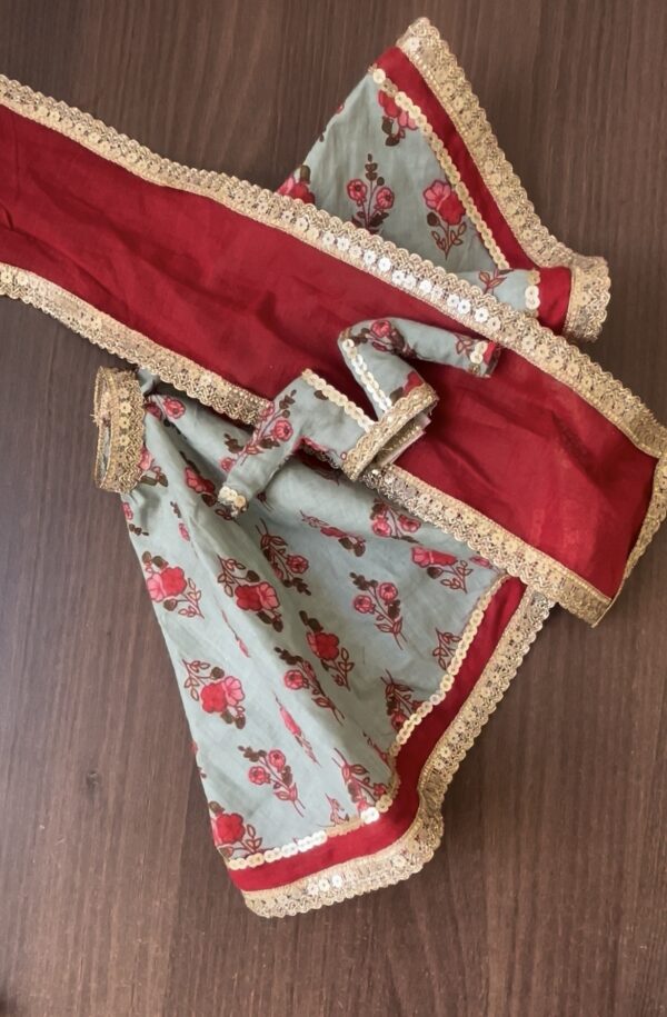 Embellished printed cotton lehenga for doll