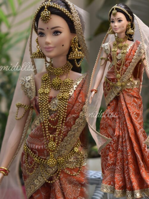 Indian bridal saree for doll