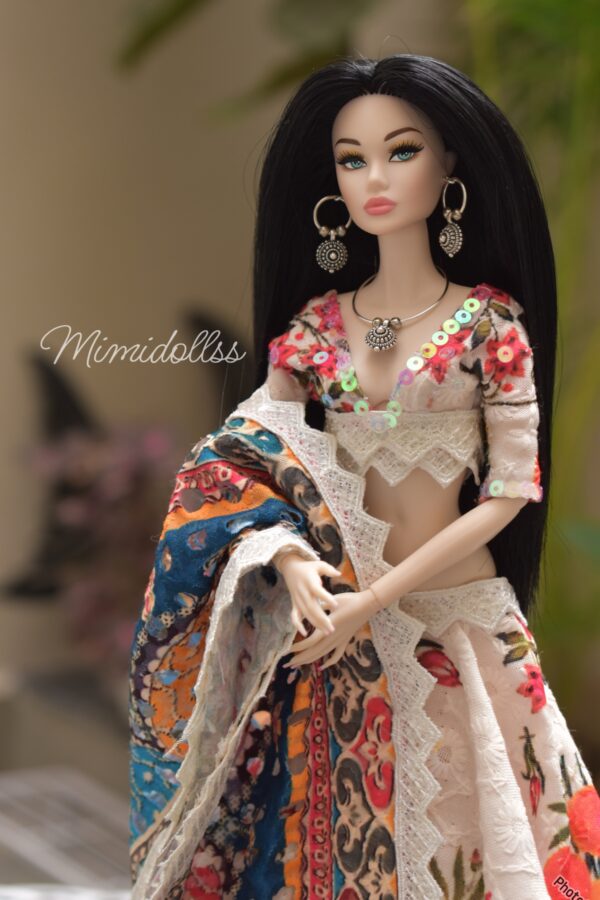 Embroidered floral lehenga for doll