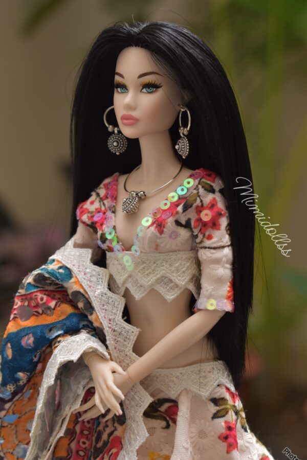 Embroidered floral lehenga for doll
