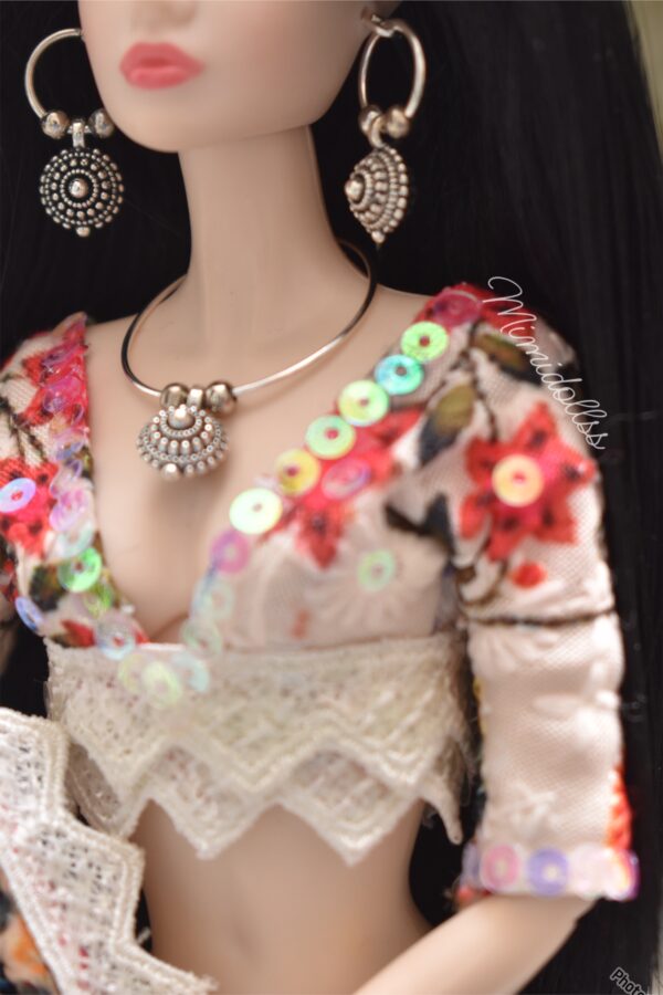 Embroidered floral lehenga for doll