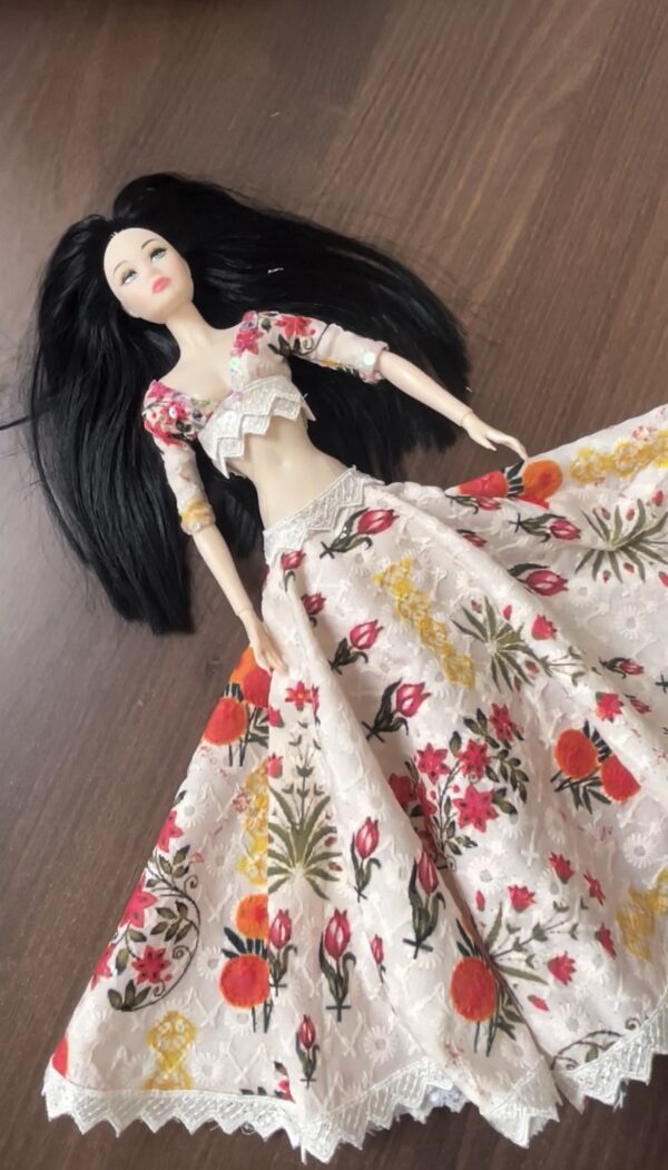 Embroidered floral lehenga for doll