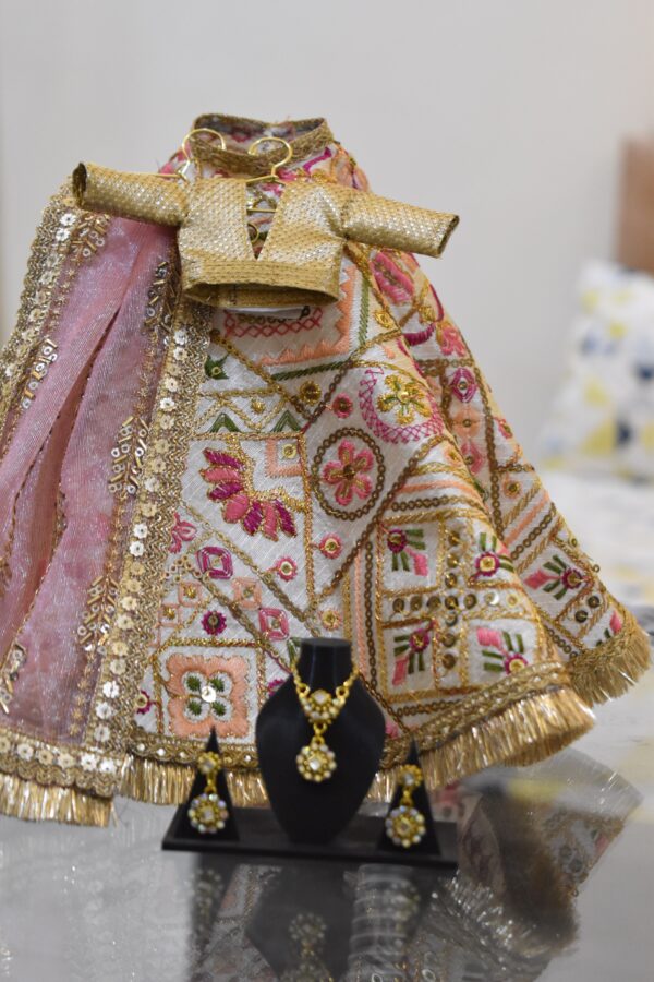 Embroidered bridal lehenga for doll