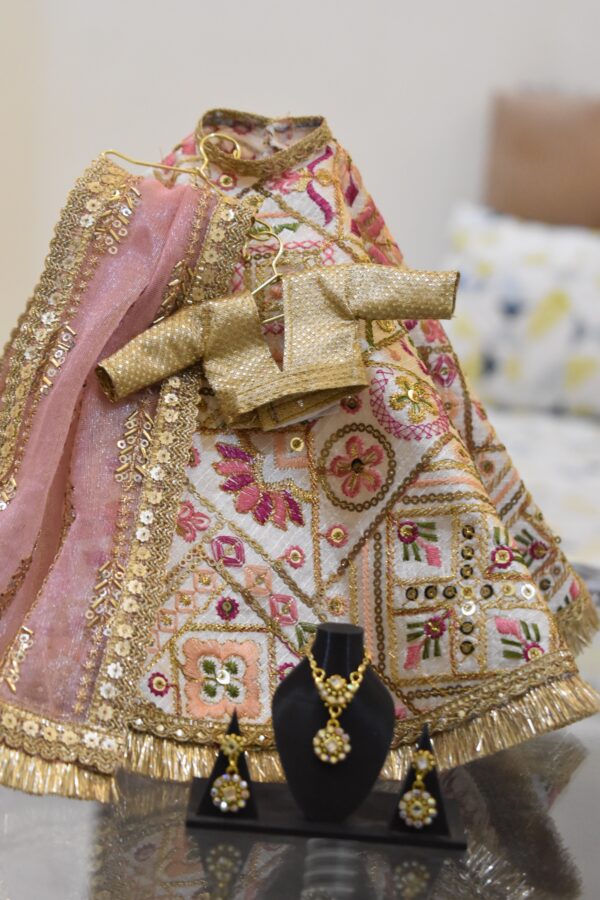 Embroidered bridal lehenga for doll