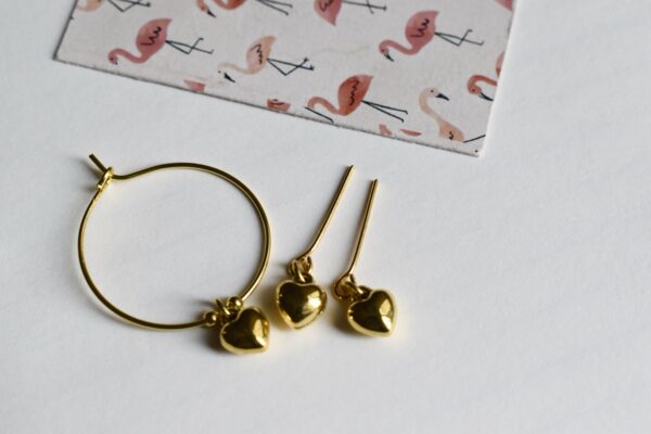Gold heart charm set for doll(set of 2)