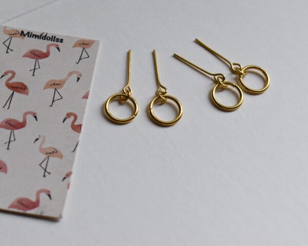 Gold hoop earrings for doll (set of 5)