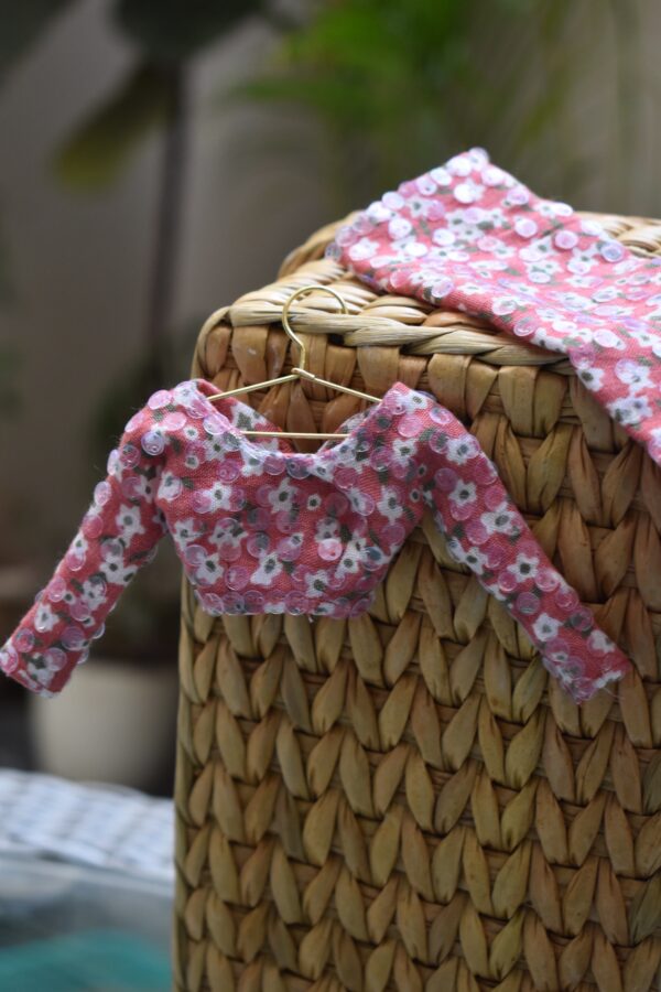 Pink floral dress for doll
