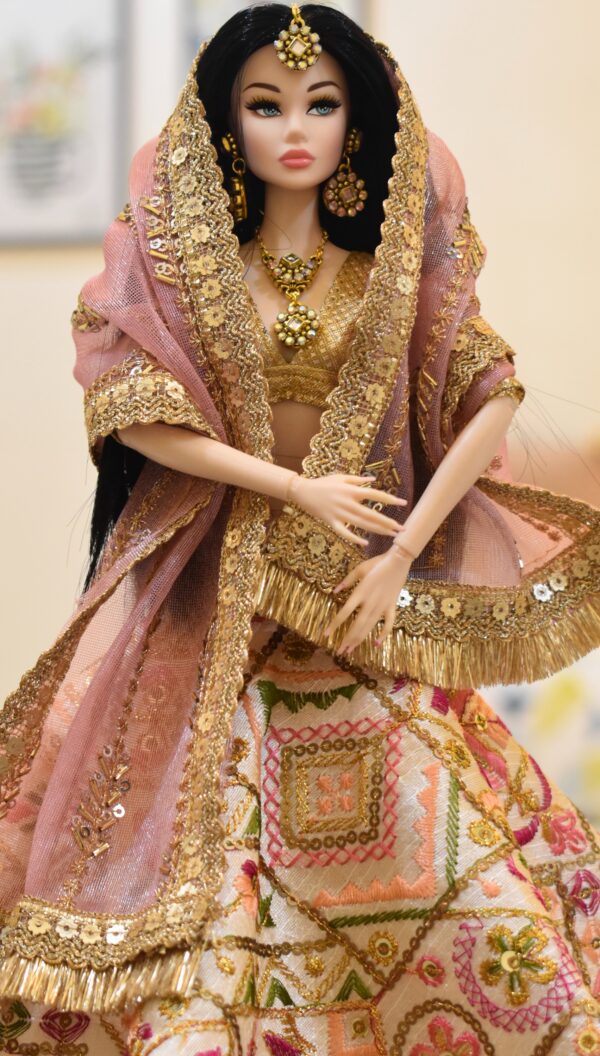 Embroidered bridal lehenga for doll