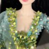 Teal green embellished lehenga for Barbie doll
