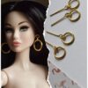 Gold hoop earrings for doll (set of 5)