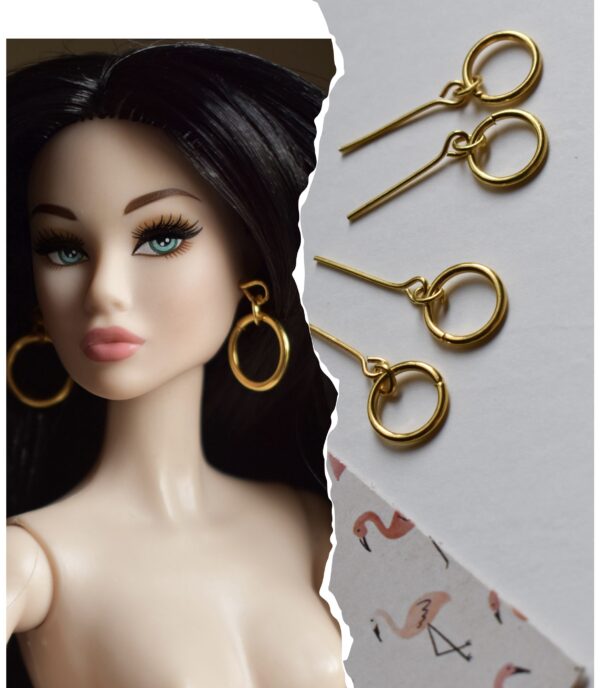 Gold hoop earrings for doll (set of 5)
